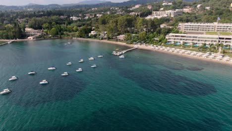 aerial view of dassia beach in corfu in summer