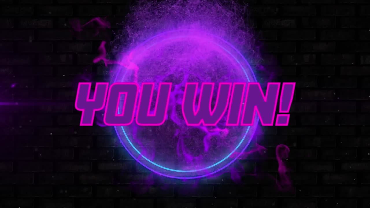 검은색 배경에 네온 원 위에 텍스트를 이기는 애니메이션