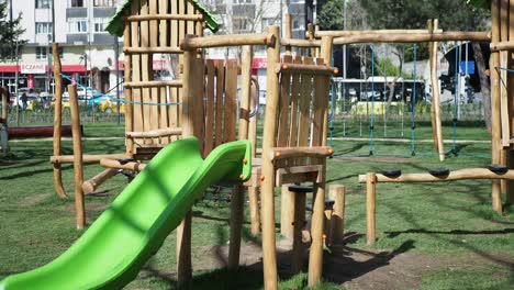 wooden playground in a city park