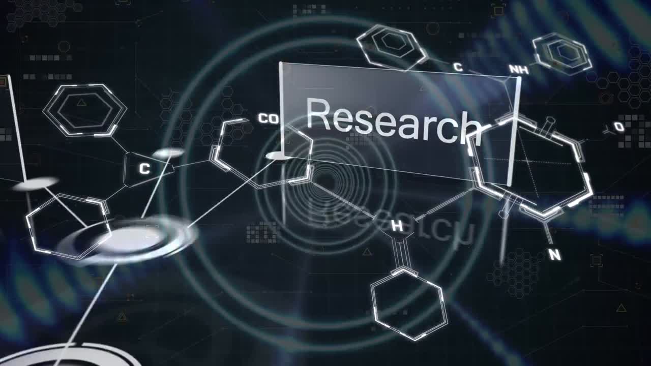 어두운 배경에서 데이터 처리와 연결 네트워크의 애니메이션