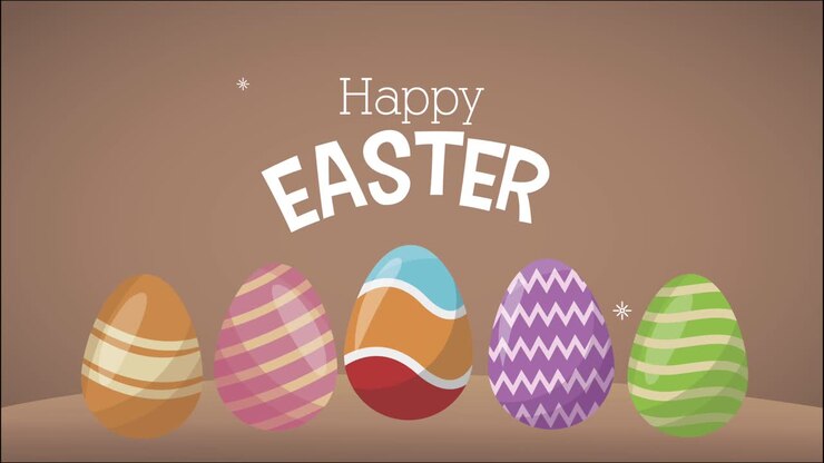 happy easter lettering celebration with eggs
