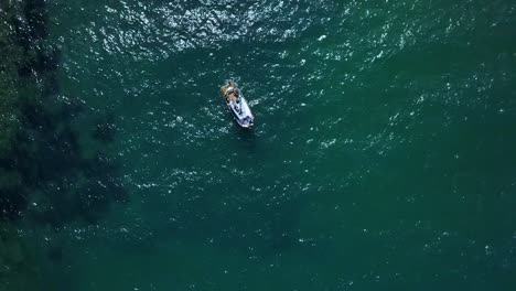 flying above a yacht on the mediterranean sea