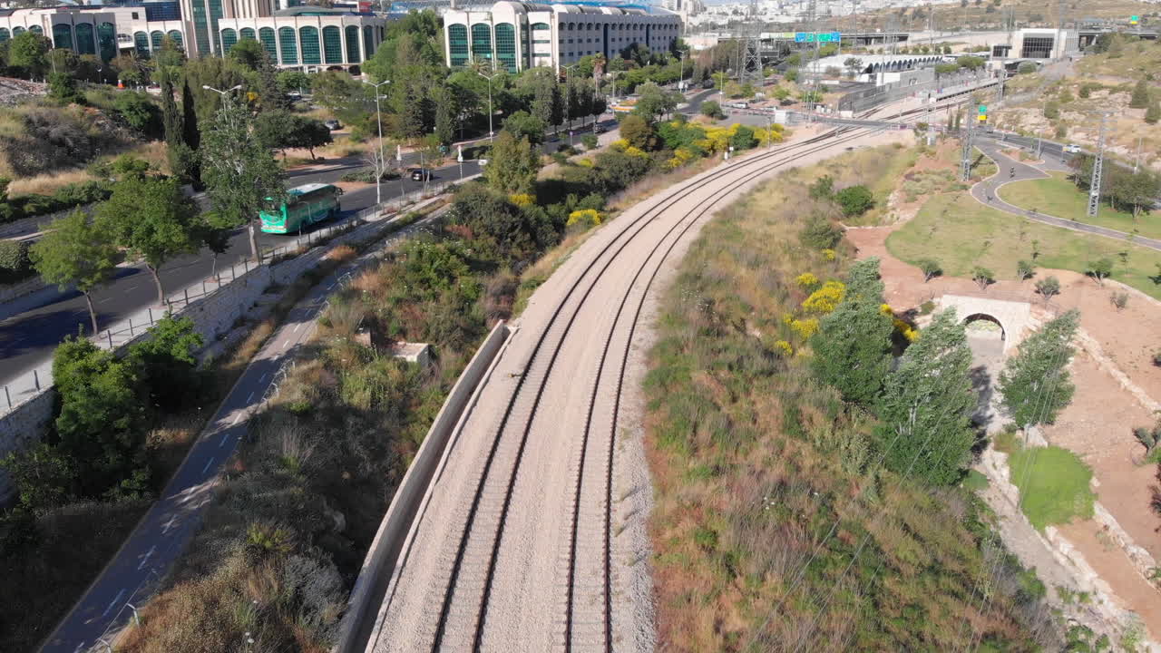 Flying over train rails