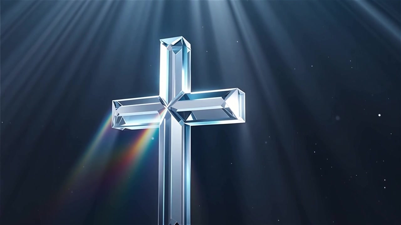 Cruz Cristiana con Luz Celestial, Fondo para Adoración.