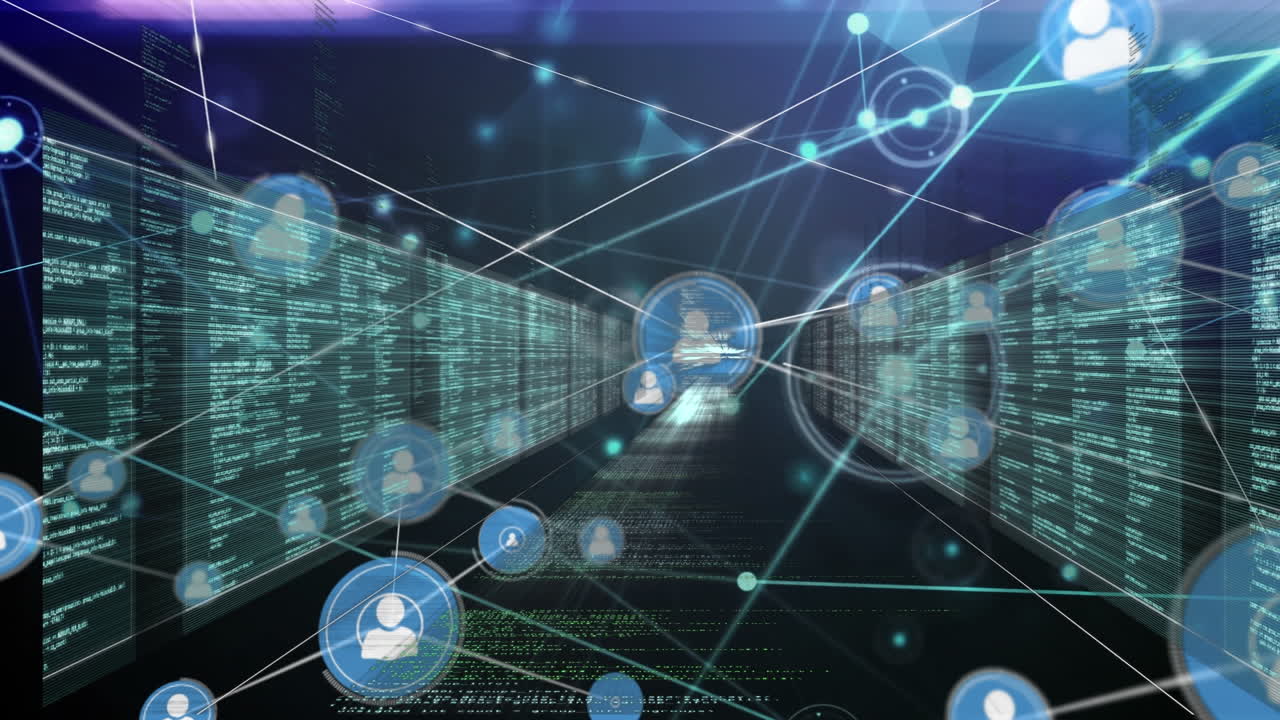 Animation of connections over data and servers