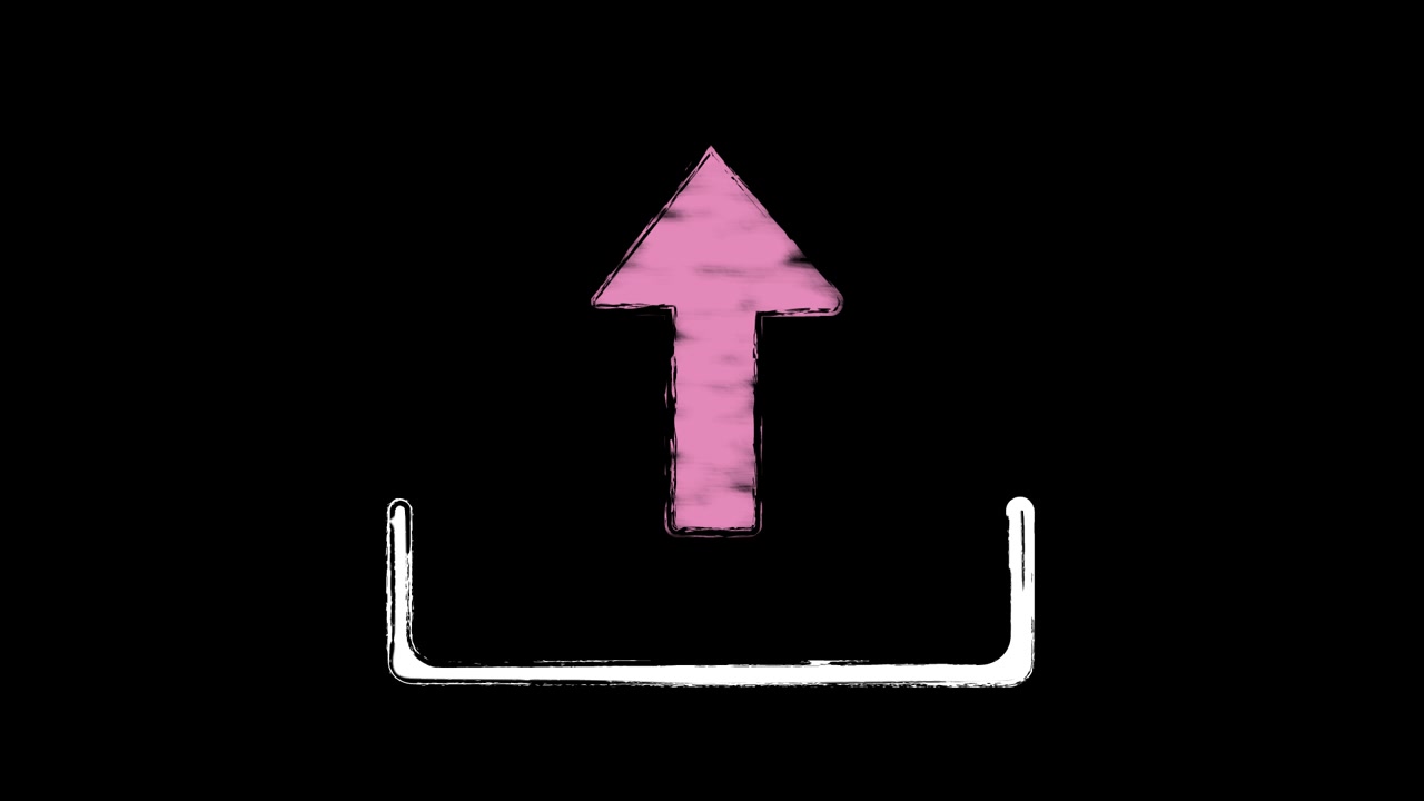 Animated Hand Drawn Upload Icon with Pink Arrow