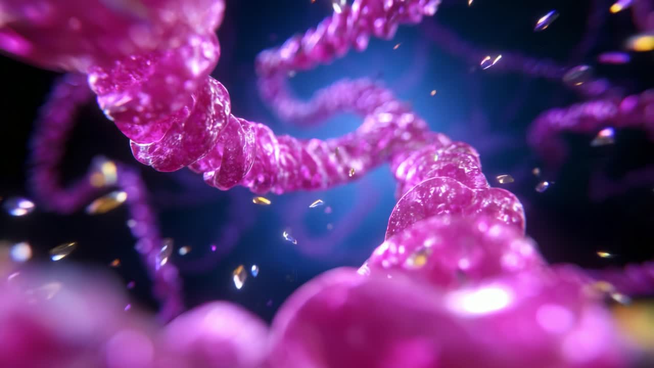 Exploring the Intricate Beauty of Abstract Digital Structures: A Vivid Journey Through the Winding Paths of Colorful Organic Forms and Shimmering Particles Against a Deep Blue Background