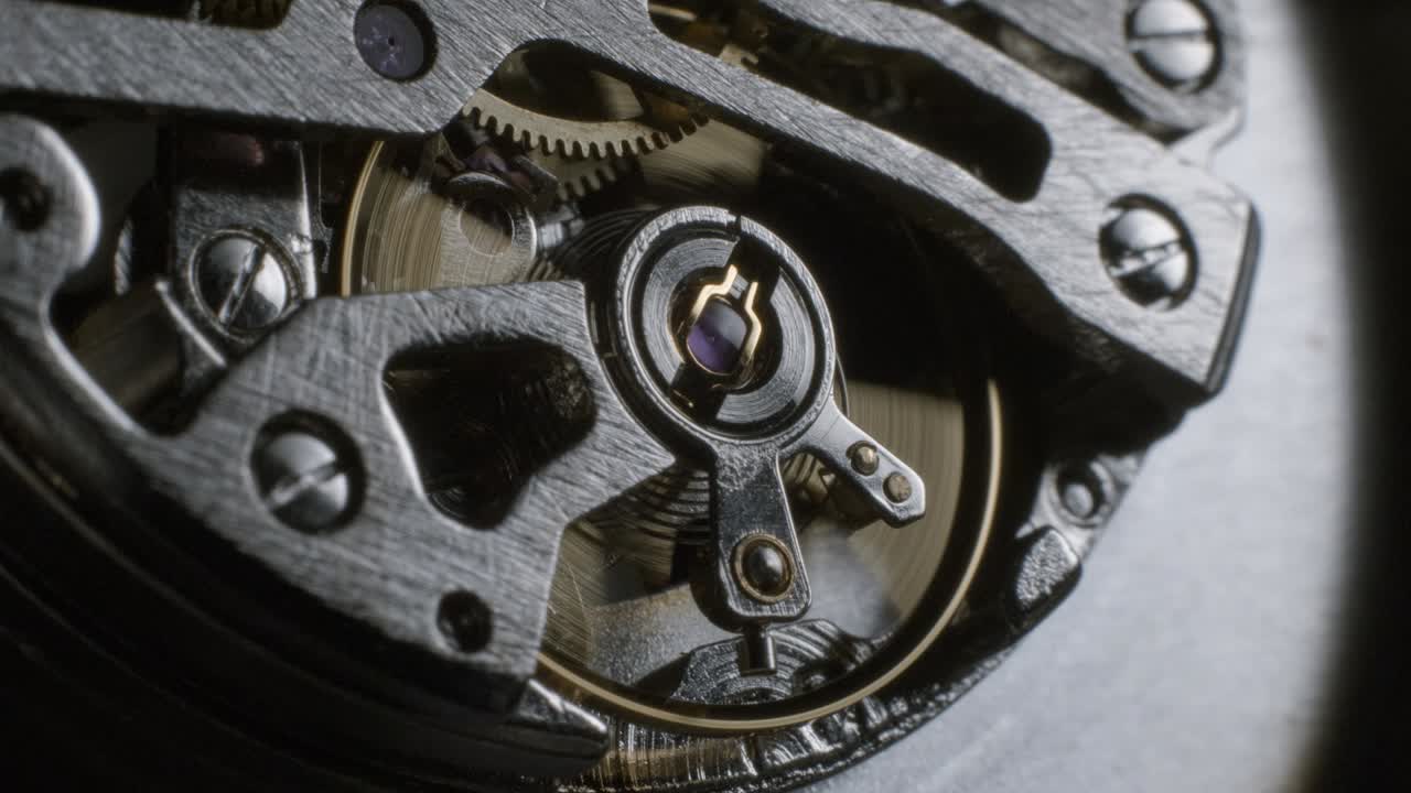 Watch tourbillon rotating macro slowmotion