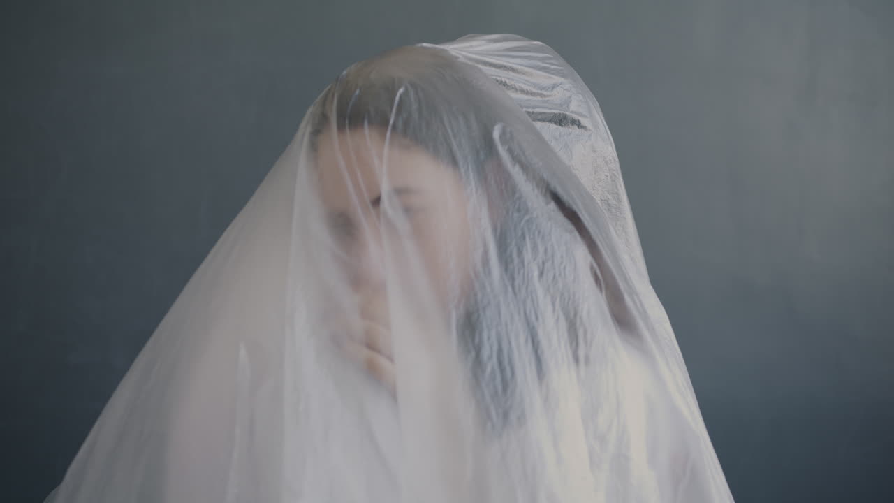 Woman Covered in Plastic