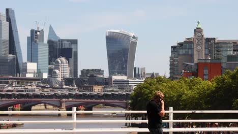 pedestrian and cyclist crossing london bridge