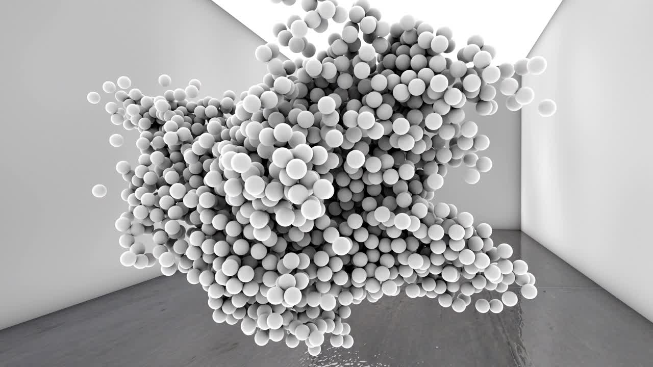 유기적인 움직임에서 떠다니는  구, 공 또는 분자