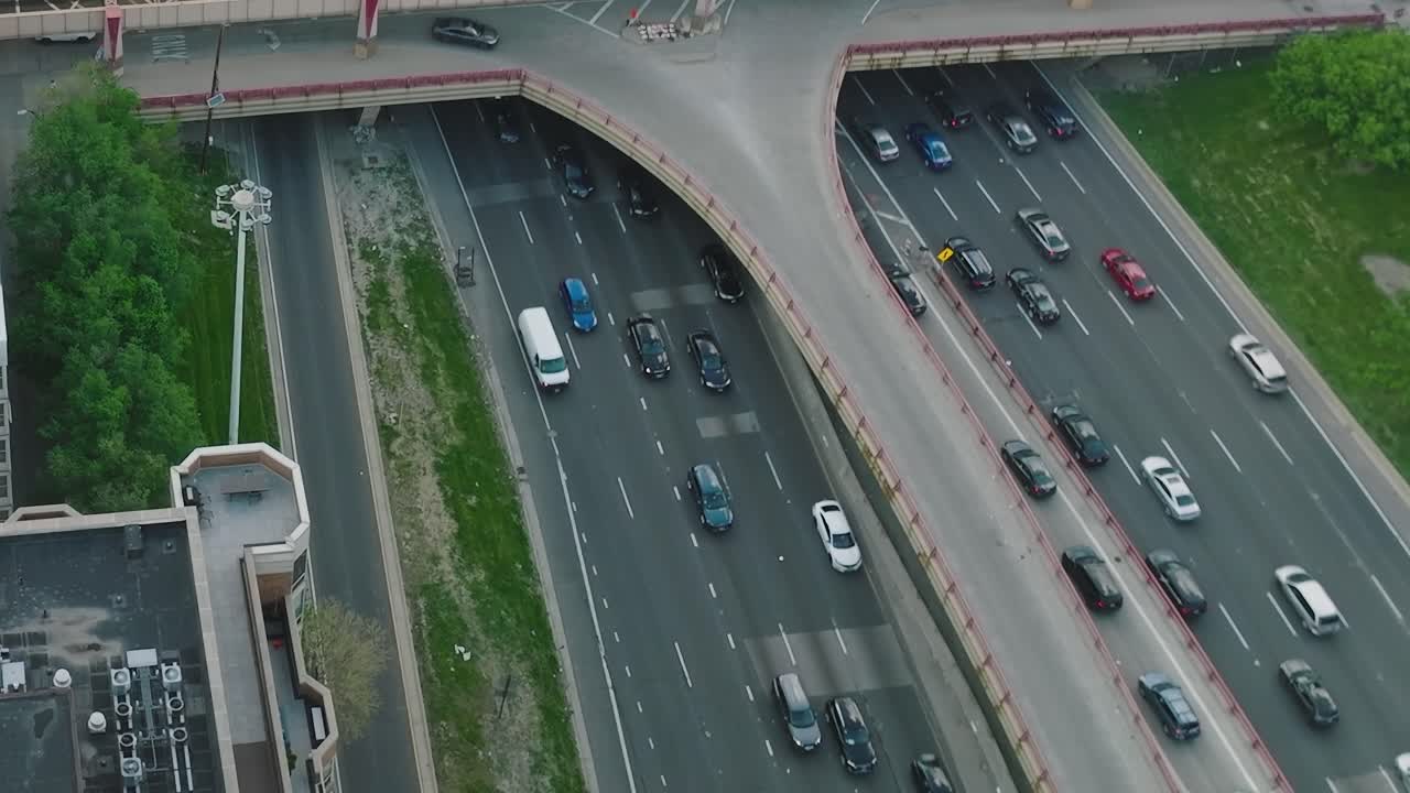 View of Chicago highways with traffic from above