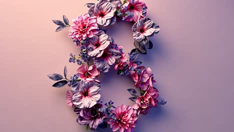floral arrangement in the shape of number 8 for international women's day