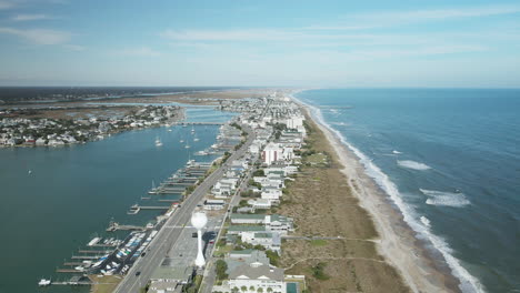 wrightsville beach scenic aerial view tracking towards vast expanse