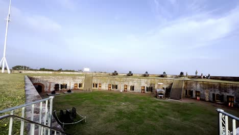 aerial-pan-of-fort-macon-near-beaufort-nc,-north-carolina