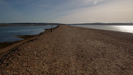 longshot looking up hurst points spit with hurst point castle in background