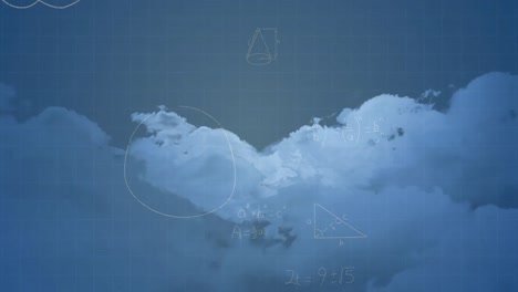 animación de ecuaciones matemáticas sobre nubes