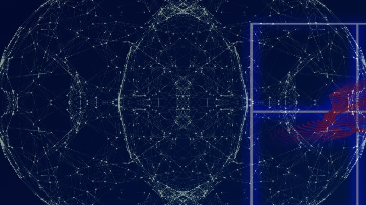 파란색 배경에 대한 연결 네트워크와 네온 조명의 지구