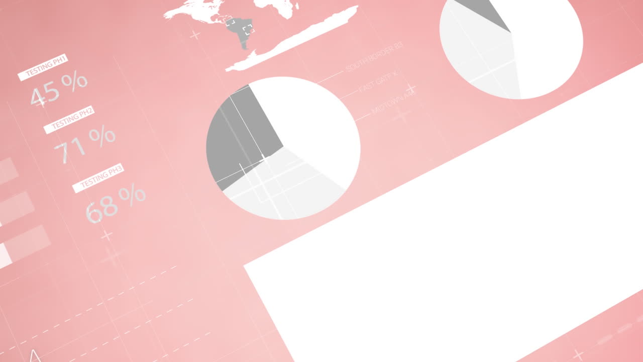 Animation of statistical data processing against pink background