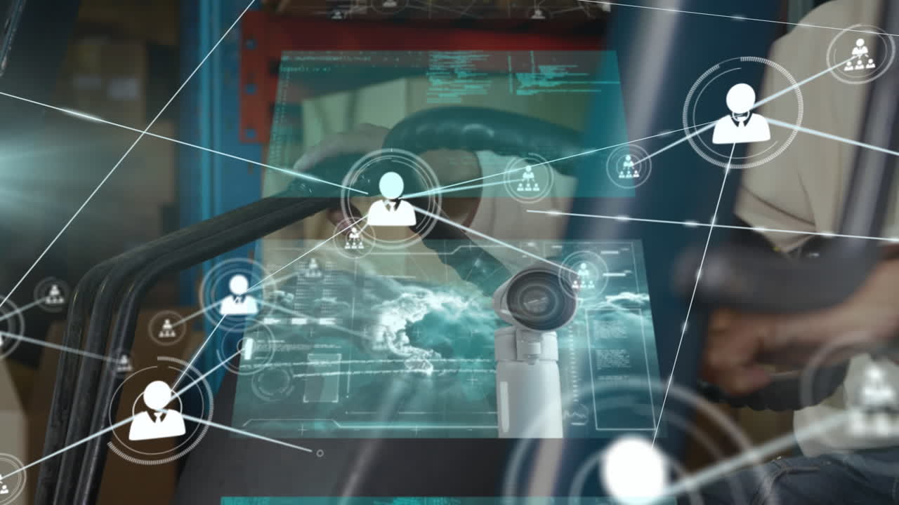 animación de la red de conexiones sobre personas de negocios en la oficina