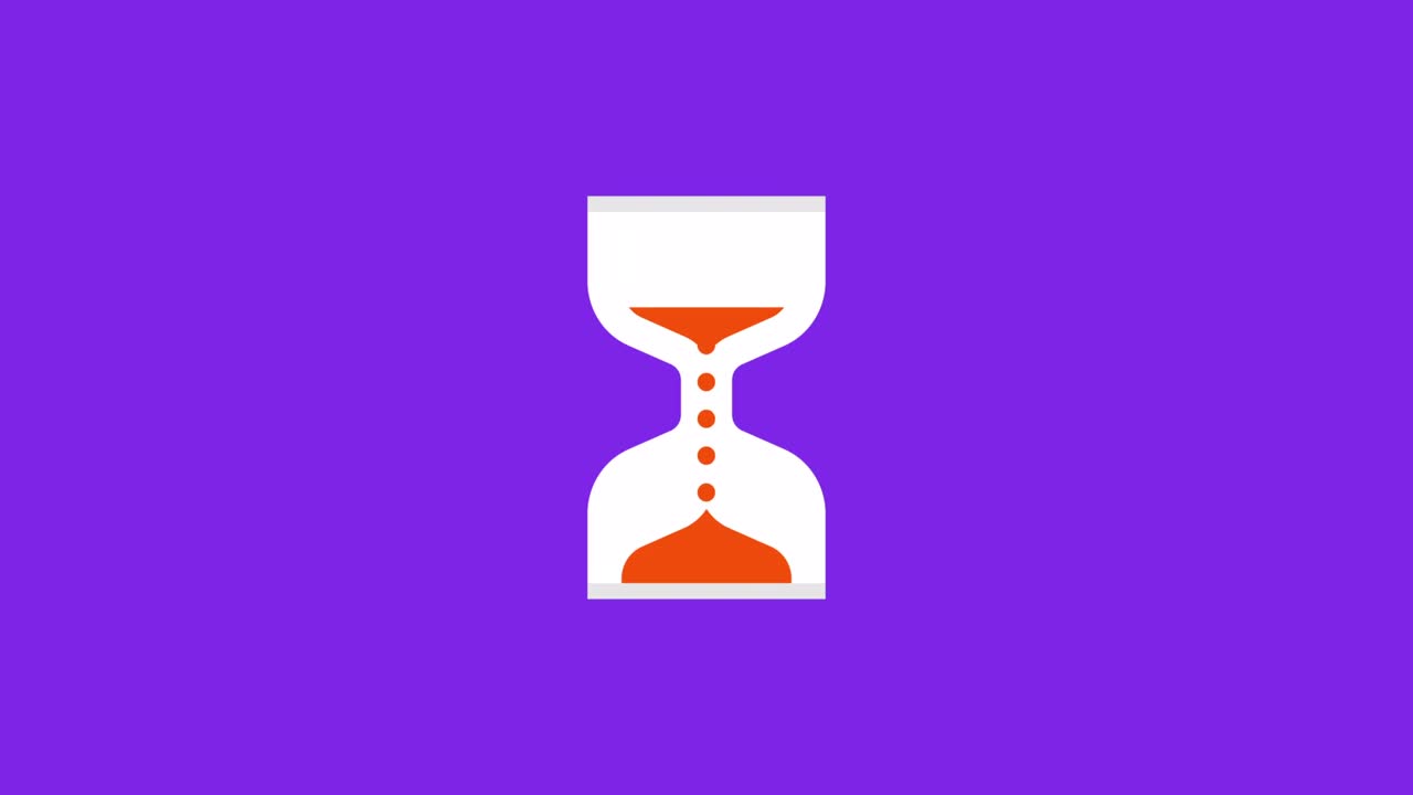 Hourglass Loading Cursor animation loop animation. Hourglass loader. 4K resolution animation on purple background.
