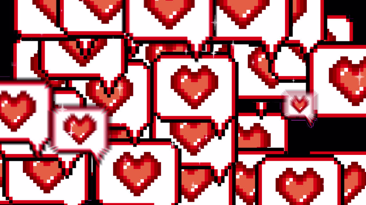 Pixel art pop up speech bubble icon heart Transitions. 1080p - 30 fps - Alpha Channel (3).mov