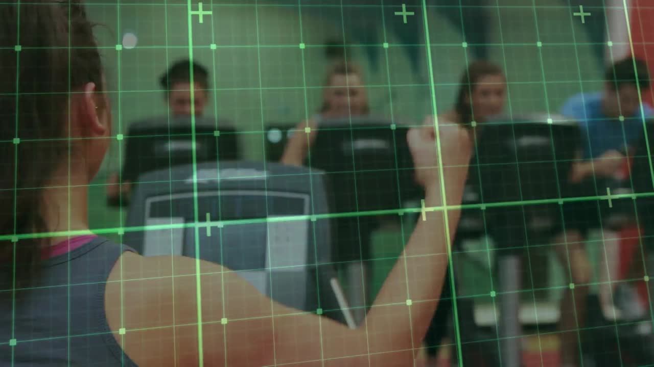 그리드 위에서 운동하는 사람들의 애니메이션