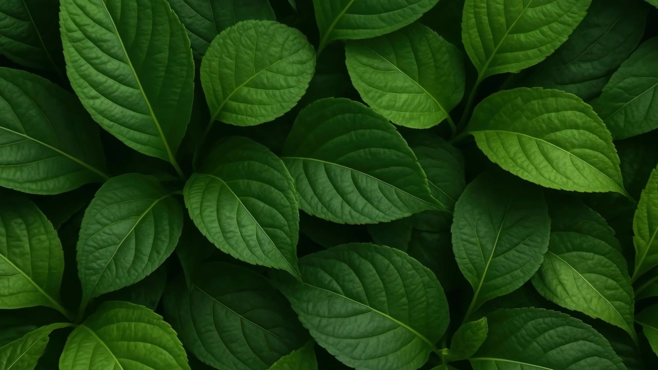 Close-up de Vista Superior de Folhas Verdes Exuberantes