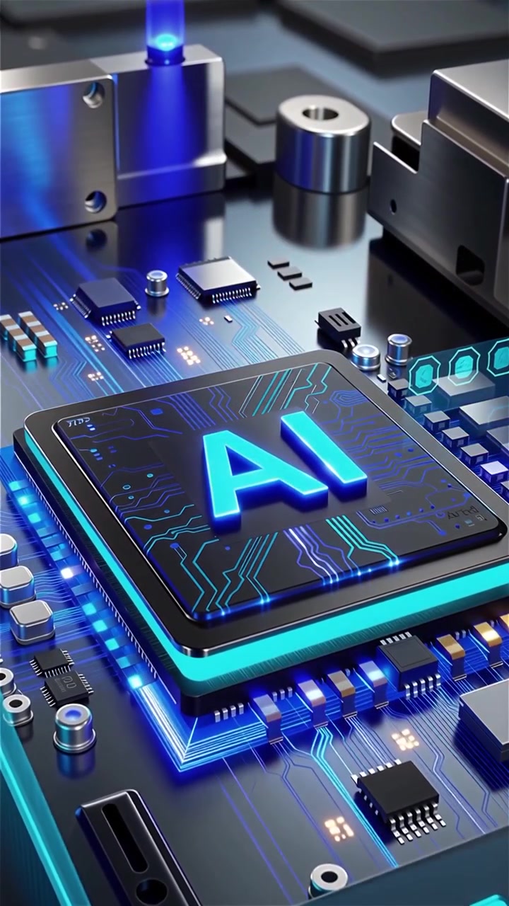Futuristic AI Chip Motherboard Technology Background