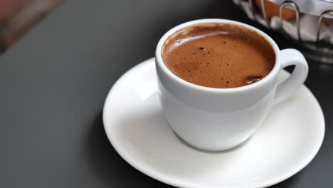 turkish coffee in a white cup