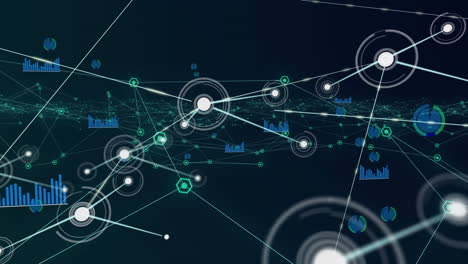 animation of network of connections with digital icons over statistics