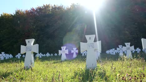 Memorial Cemetery with White Crosses