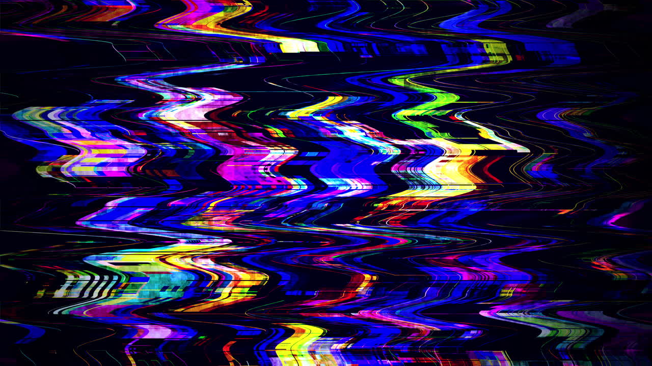Effetto Glitch Digitale Astratto con Linee Ondulate Vibranti.
