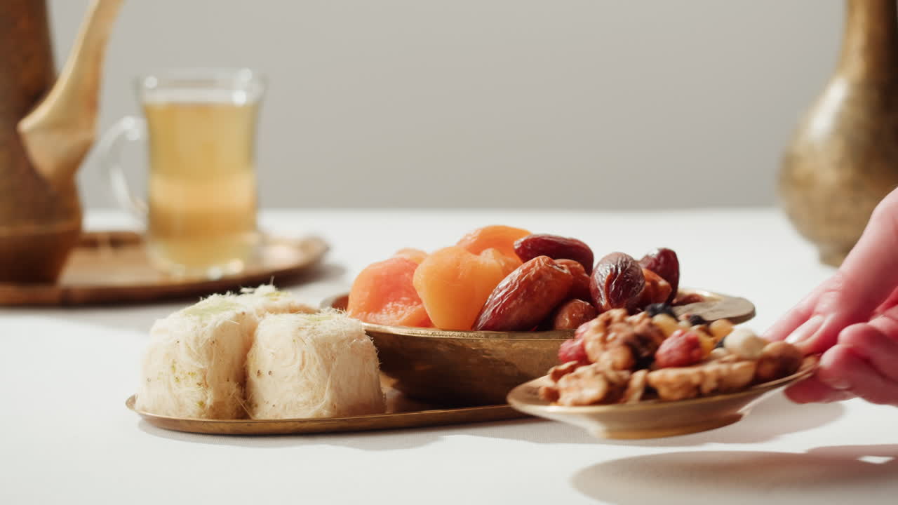 Traditional Middle Eastern Dessert and Tea