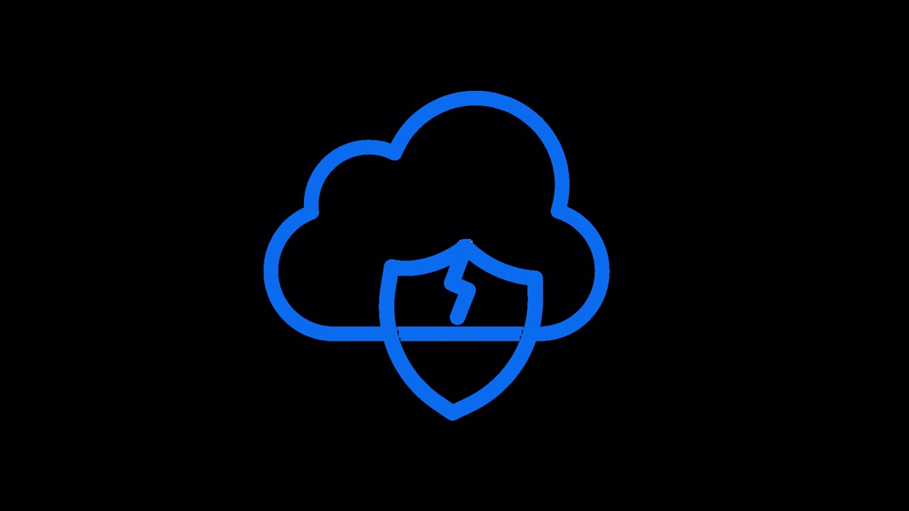 Animated Cloud Security Icon with Checkmark and Lightning Bolt