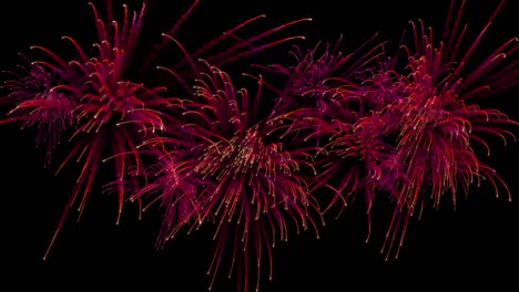 múltiples explosiones de fuegos artificiales con rastros.