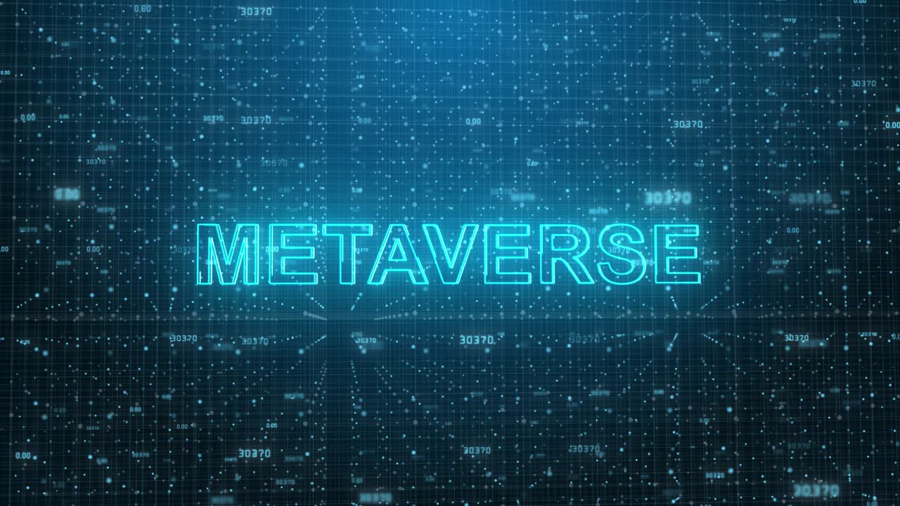 Metaverse Text Appearing in Digital Abstract Background