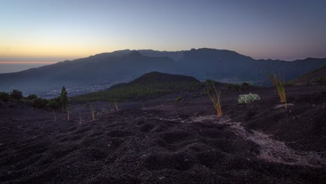 Sonnenuntergang-In-Der-Ebene-Von-Jable,-Palm-Island,-Kanarische-Inseln