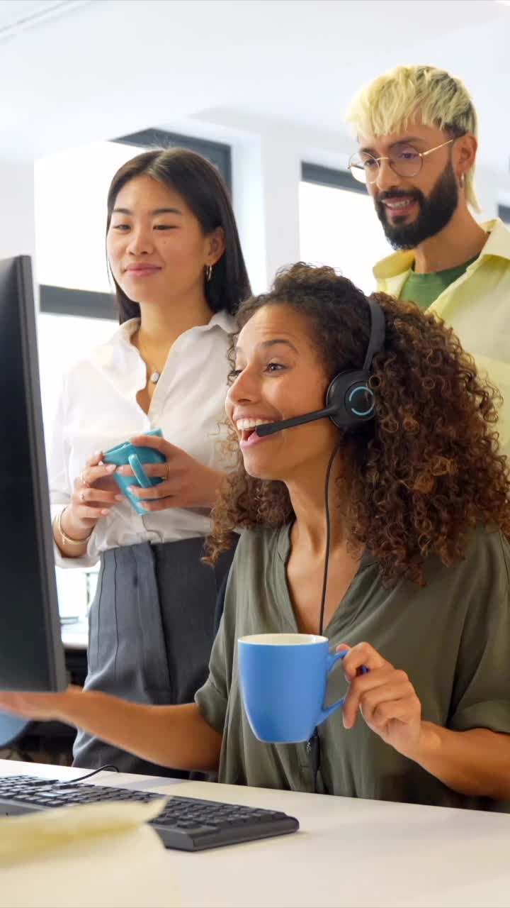 Team meeting and working at the office