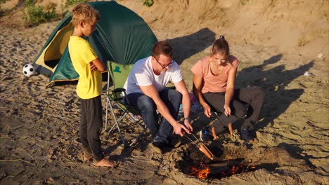 family camping trip by the beach
