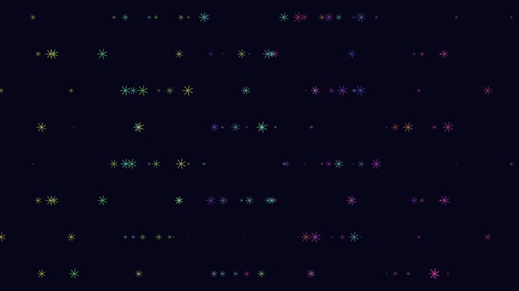 padrão de flocos de neve digital de arco-íris no céu noturno