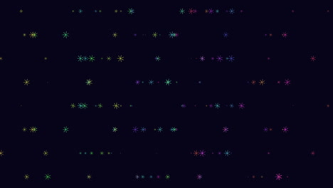 el patrón de copos de nieve digital del arco iris en el cielo nocturno