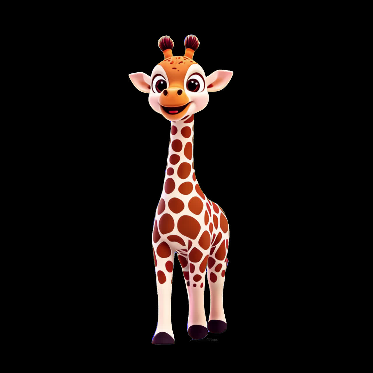Cute cartoon giraffe illustration animation isolated asset, transparent 4K video, alpha channel