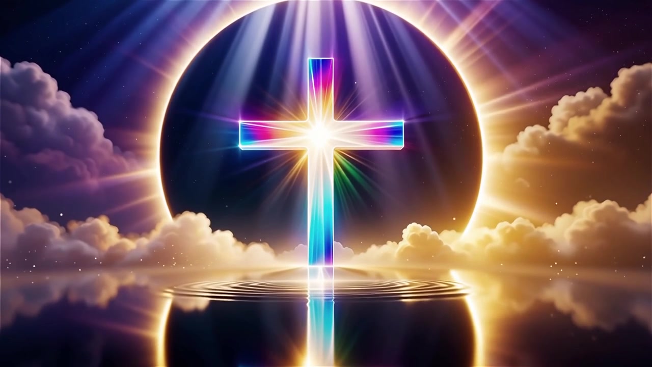 Christian Cross Heavenly Light Worship Background