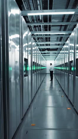 data center interior with worker