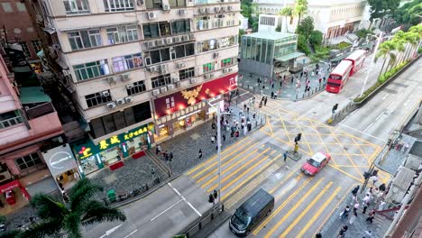 traffic and pedestrians at a bustling intersection