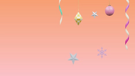 Animation-of-new-year-and-christmas-decorations-on-pink-background