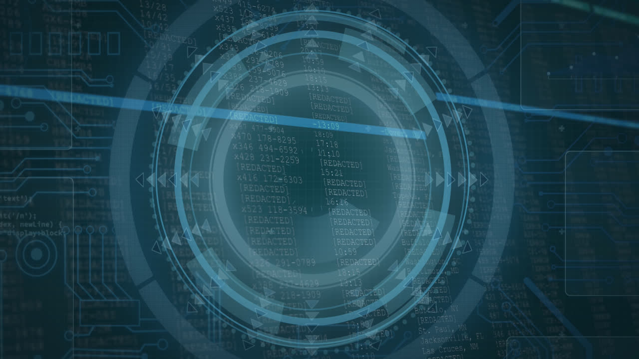 Animation of data processing on blue background