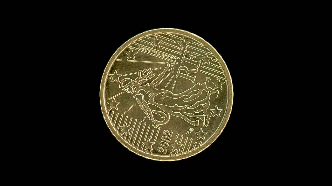 France 2002 50 cent obverse with Sower Marianne design rotating on black background