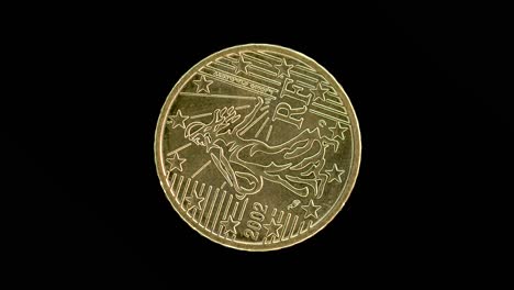 france 2002 50 cent obverse with sower marianne design rotating on black background